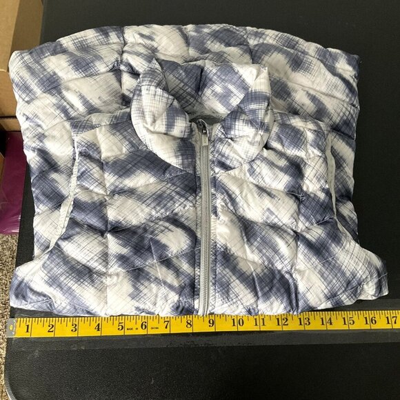 Athleta Puffer Vest Women XXS Blue Print Goose Down Quilted Full Zip Ski Outdoor - Picture 12 of 13